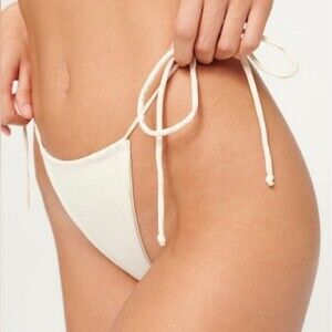 Good American Tiny Ties Bikini Bottoms Cheeky Ivory  White Size 7 4XL Women Plus